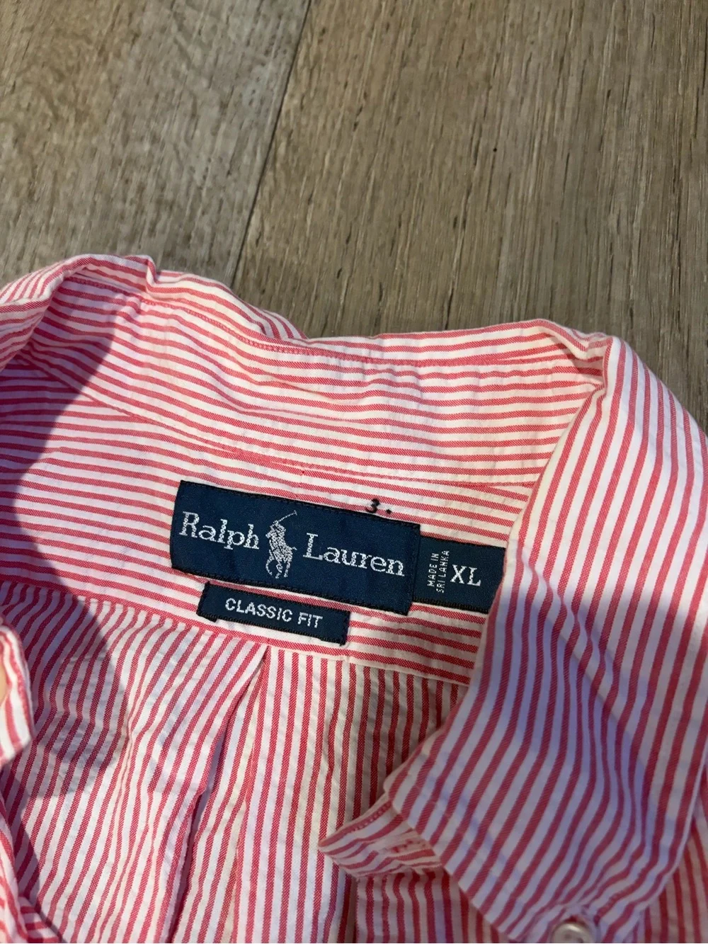 Ralph Lauren Men's Pink and White Striped Button-Down Shirt. Size XL Preppy